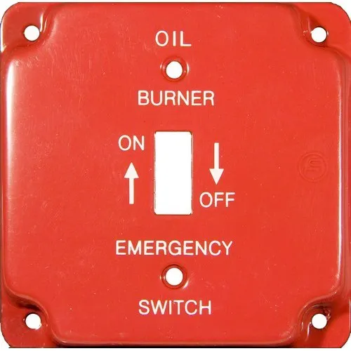 Morris 83492 4SQ Raised Cover Oil 1-Toggle Red Emergency Plate 10/Bx